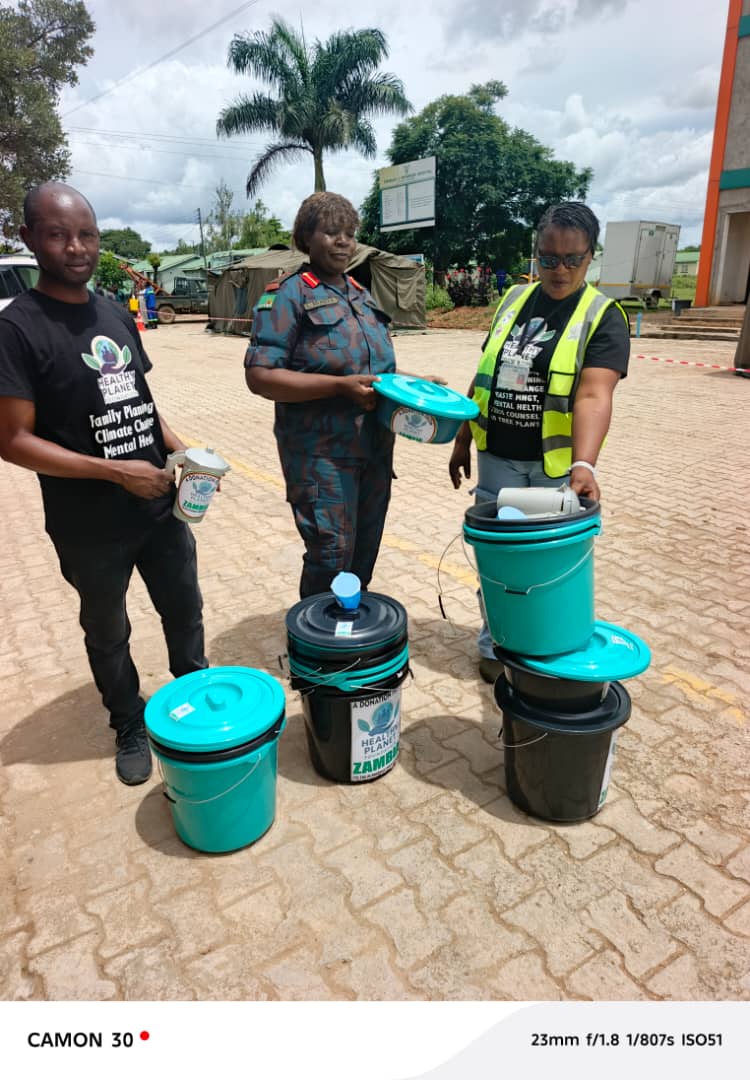 Program staff arranging community health supplies