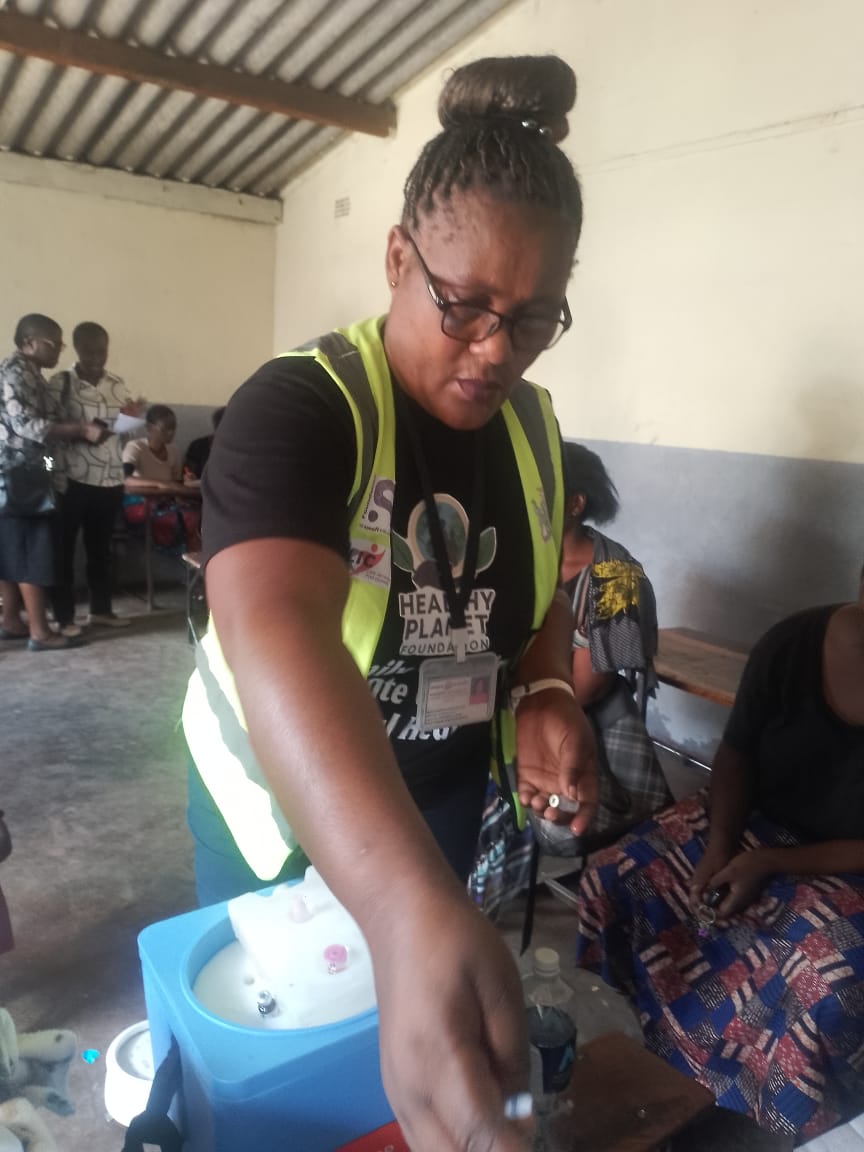 Intern supporting a community health activity